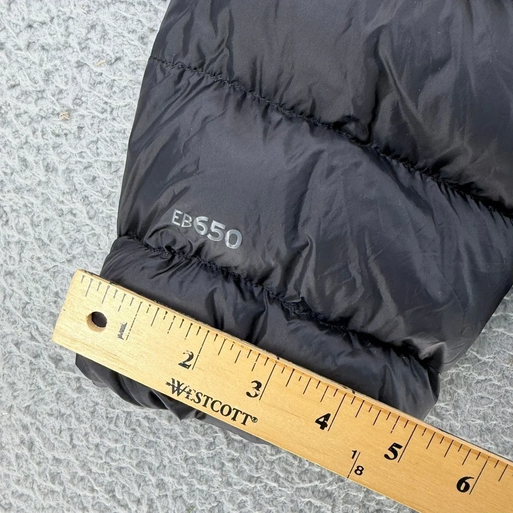 Eddie Bauer EB650 Down Puffer Jacket Womens Large Black Full Zip Quilted READ
